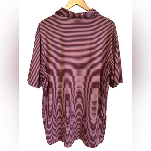 Peter Millar Crown Sport Summer Comfort Pink with Blue‎ Stripe Polo Men’s XXLl - Picture 2 of 2